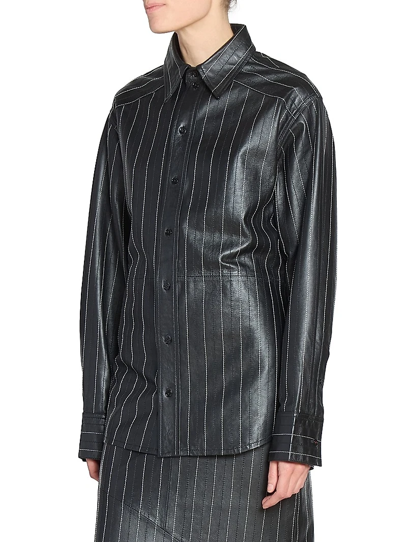Striped Faux Leather Shirt