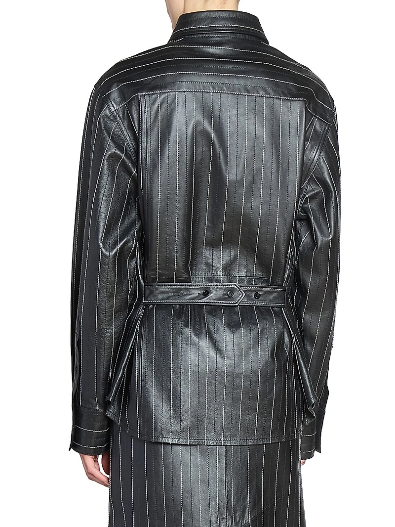 Striped Faux Leather Shirt