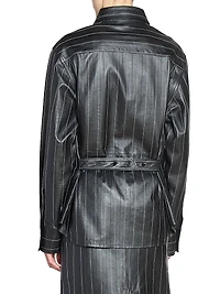 Striped Faux Leather Shirt