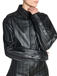 Striped Faux Leather Shirt