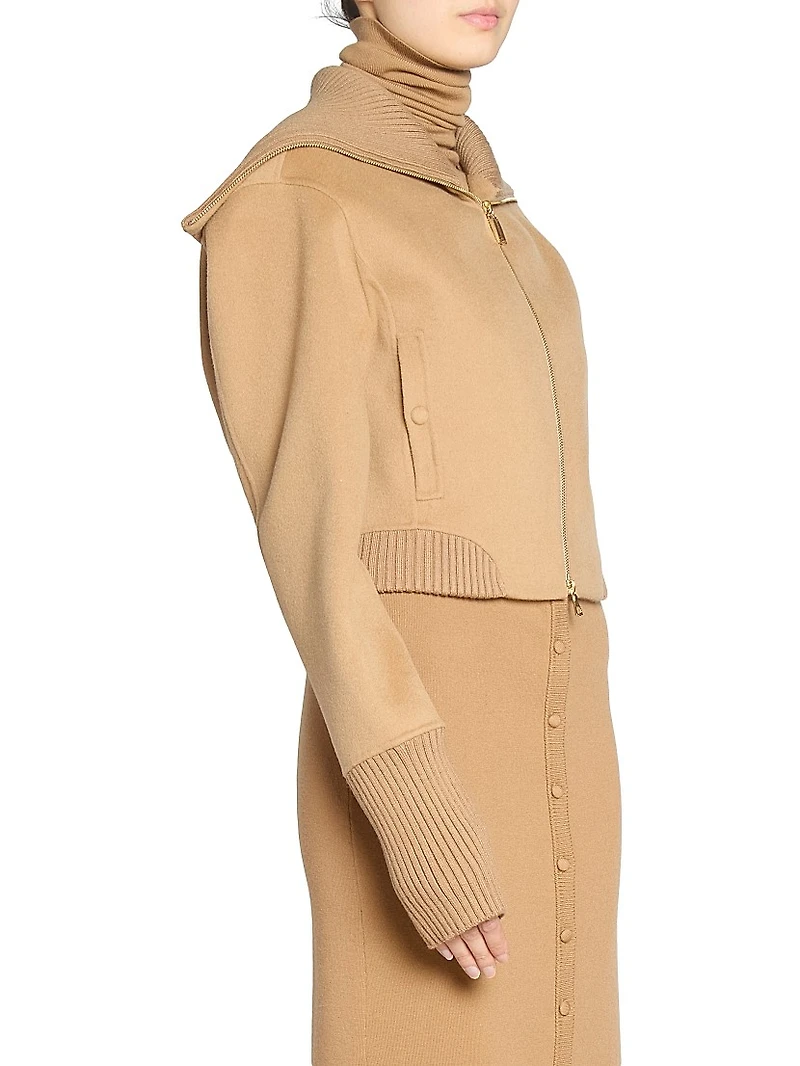 Rib-Knit Bomber Jacket