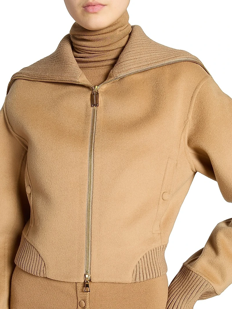 Rib-Knit Bomber Jacket
