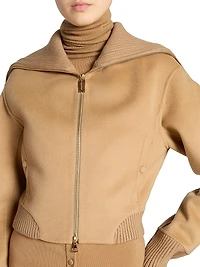 Rib-Knit Bomber Jacket