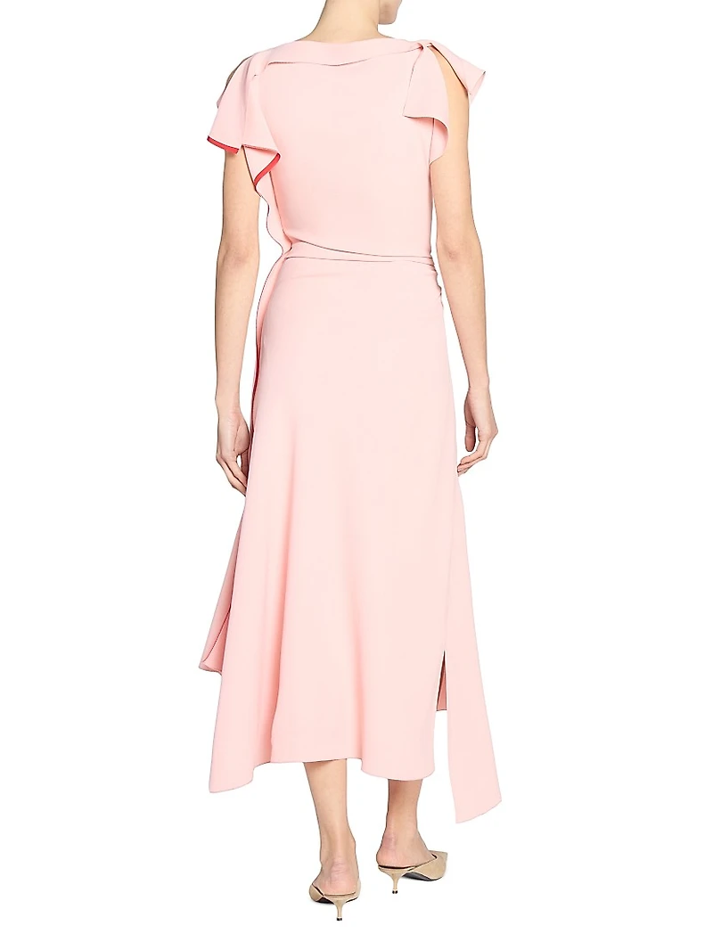 Gathered Asymmetric Midi-Dress
