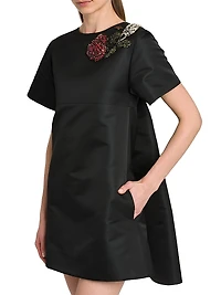 Day Shoulder-Embellished Silk-Blend Minidress