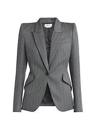 Herringbone Stripe Wool Blazer