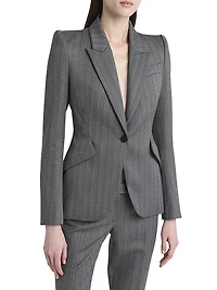 Herringbone Stripe Wool Blazer