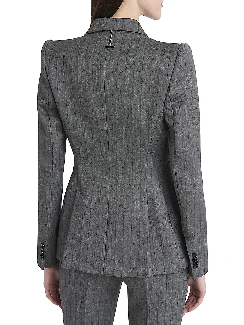Herringbone Stripe Wool Blazer