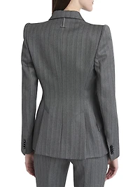 Herringbone Stripe Wool Blazer