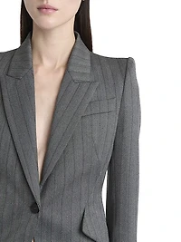 Herringbone Stripe Wool Blazer
