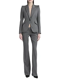 Herringbone Stripe Wool Blazer