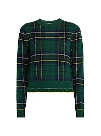 Check Crewneck Wool Sweater