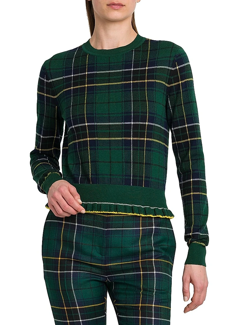 Check Crewneck Wool Sweater