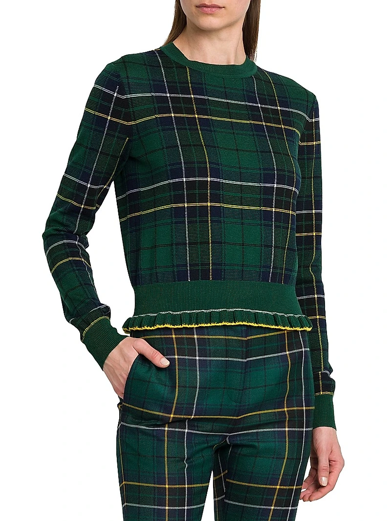 Check Crewneck Wool Sweater