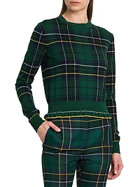 Check Crewneck Wool Sweater