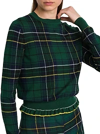 Check Crewneck Wool Sweater