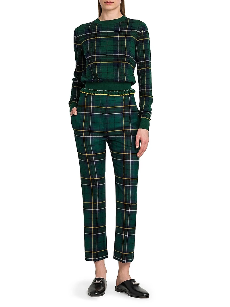 Check Crewneck Wool Sweater