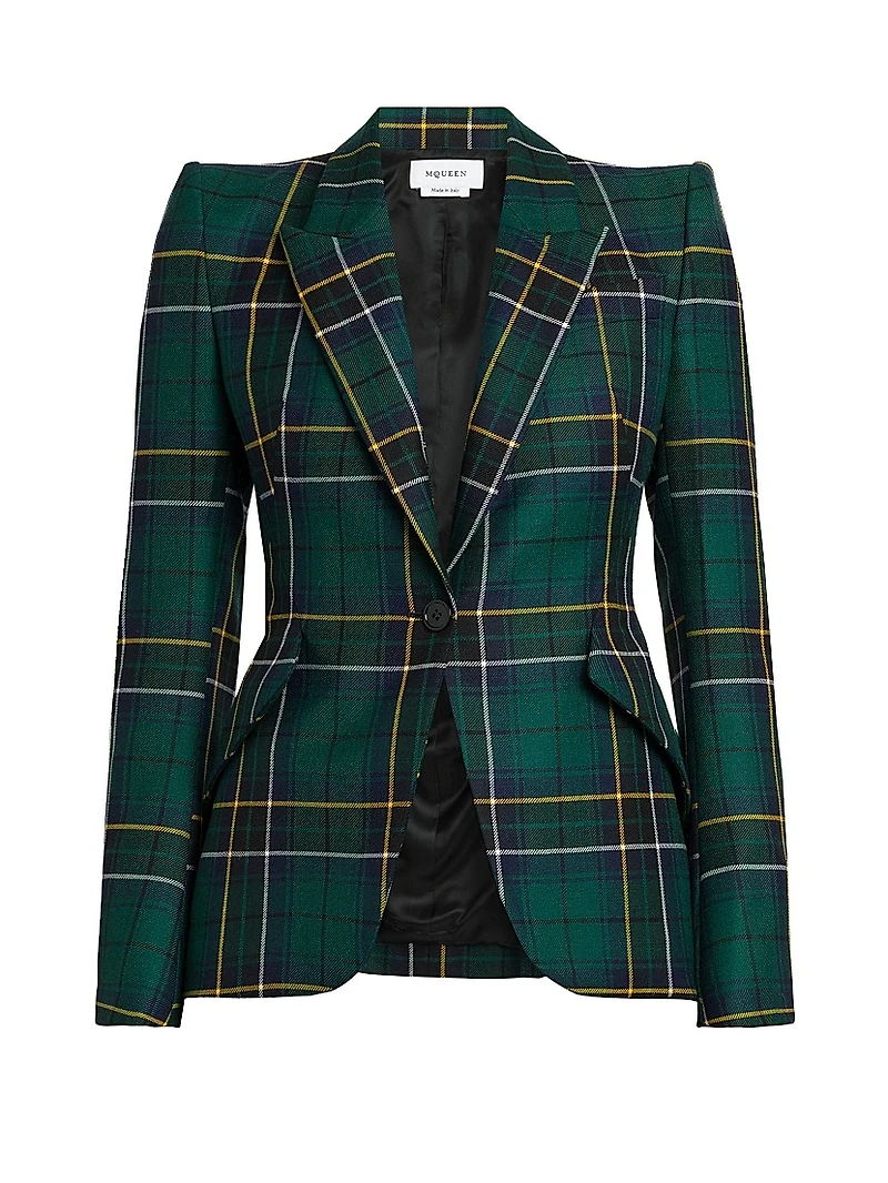 Plaid Peak Label Wool Jacket