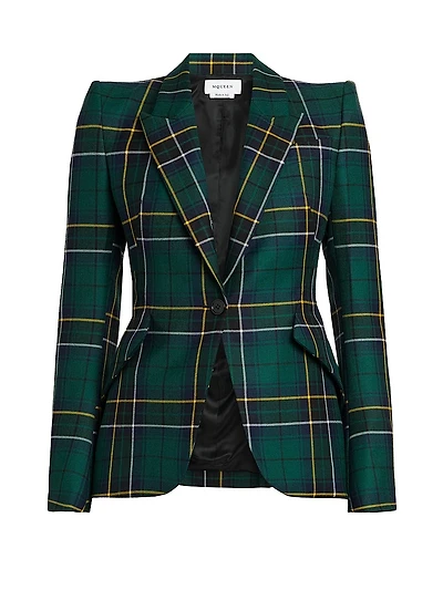 Plaid Peak Label Wool Jacket