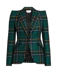 Plaid Peak Label Wool Jacket