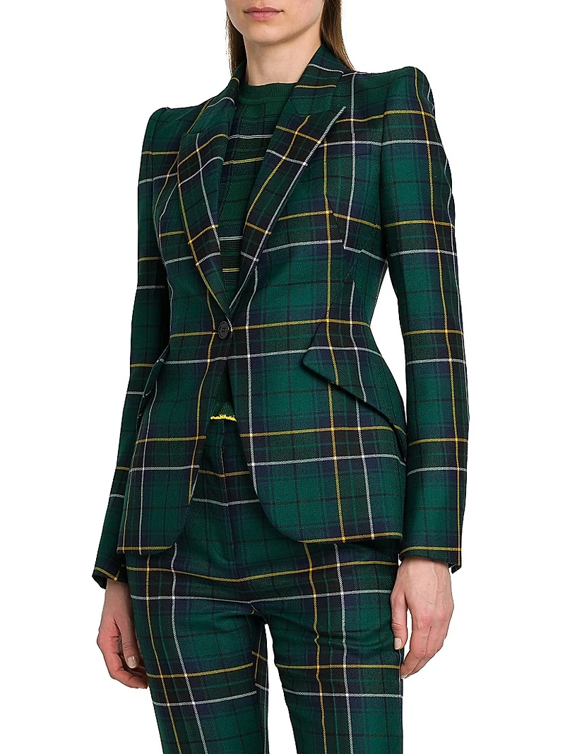Plaid Peak Label Wool Jacket