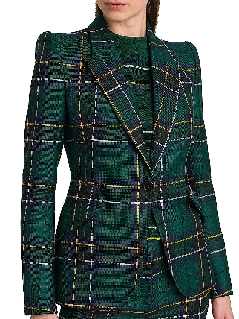 Plaid Peak Label Wool Jacket