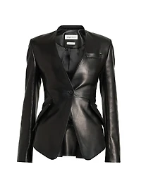 Peplum Leather Tailored Jacket