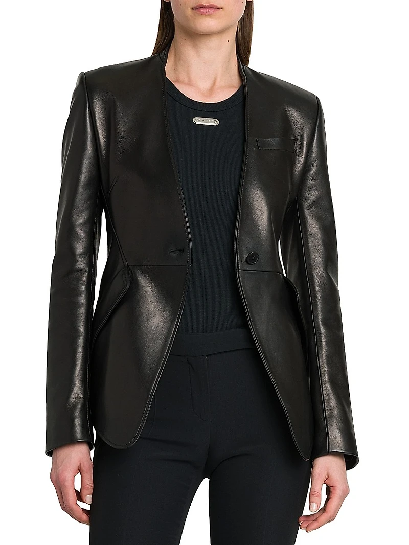 Peplum Leather Tailored Jacket