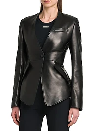 Peplum Leather Tailored Jacket