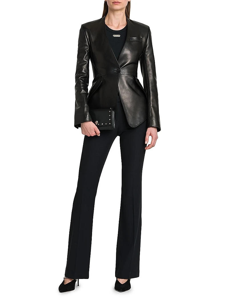 Peplum Leather Tailored Jacket