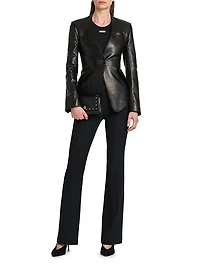 Peplum Leather Tailored Jacket