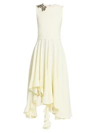 Day Shoulder-Embellished Asymmetric Midi-Dress