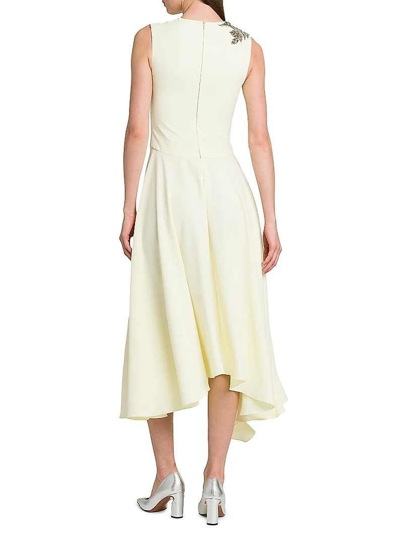 Day Shoulder-Embellished Asymmetric Midi-Dress