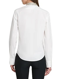 Beaded Collar Cotton Poplin Shirt