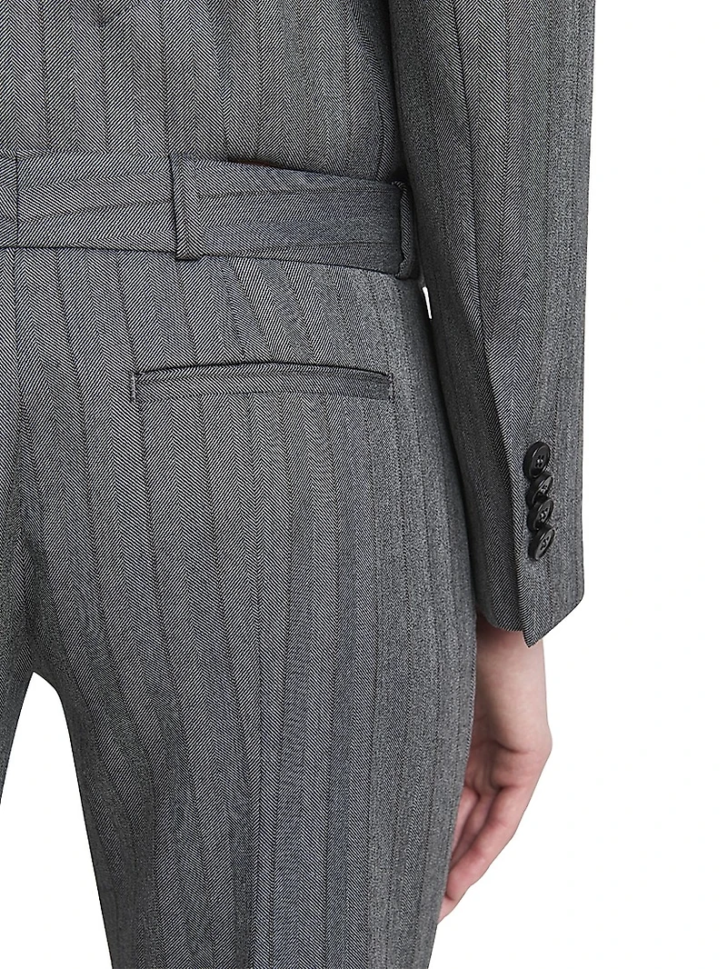 Herringbone Stripe Wool Trousers