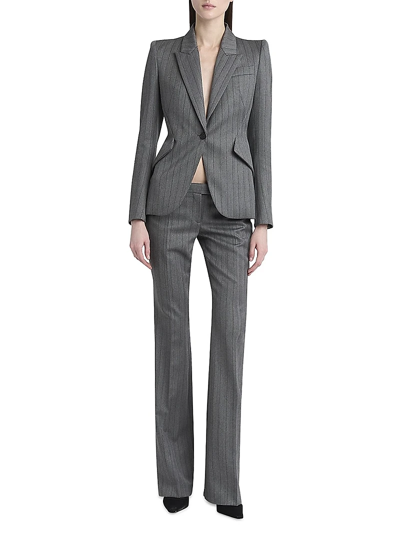 Herringbone Stripe Wool Trousers
