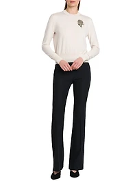 Embellished Crewneck Wool Sweater