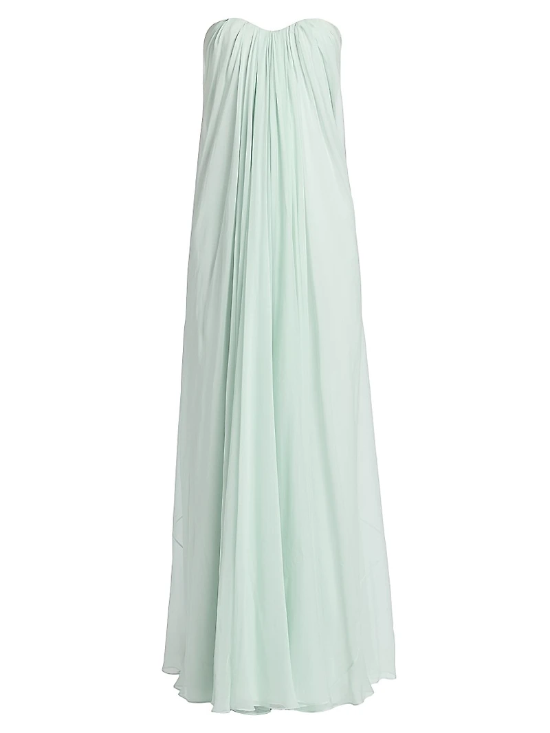 Draped Bustier Strapless Gown