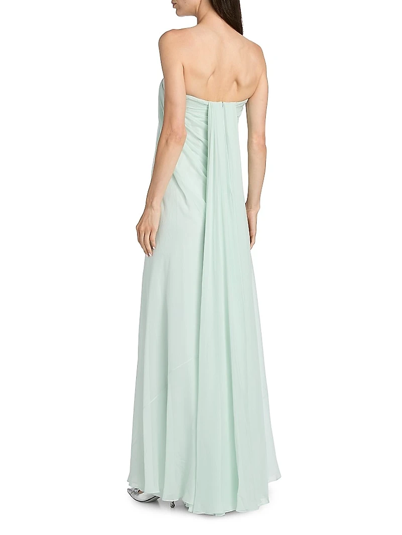 Draped Bustier Strapless Gown