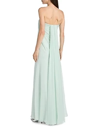 Draped Bustier Strapless Gown