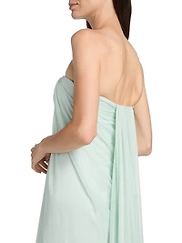 Draped Bustier Strapless Gown