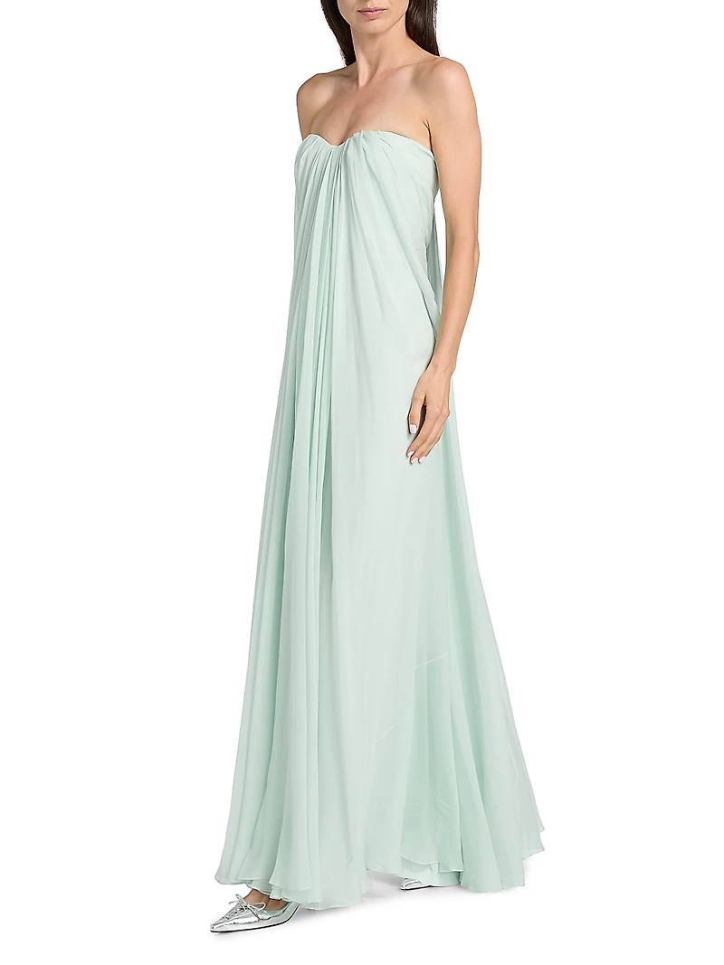 Draped Bustier Strapless Gown