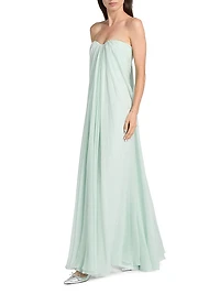 Draped Bustier Strapless Gown