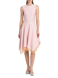 Asymmetric Lace Wool-Blend Dress