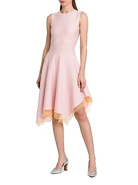 Asymmetric Lace Wool-Blend Dress