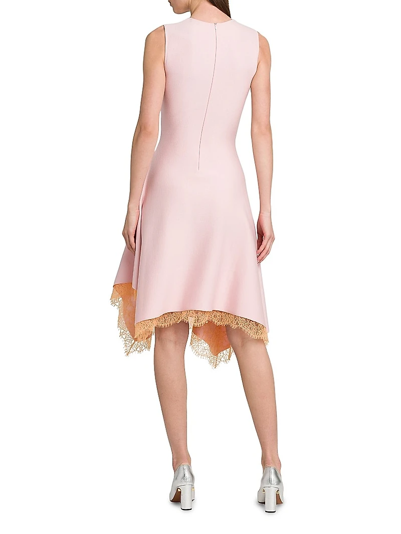 Asymmetric Lace Wool-Blend Dress