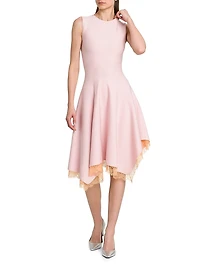 Asymmetric Lace Wool-Blend Dress