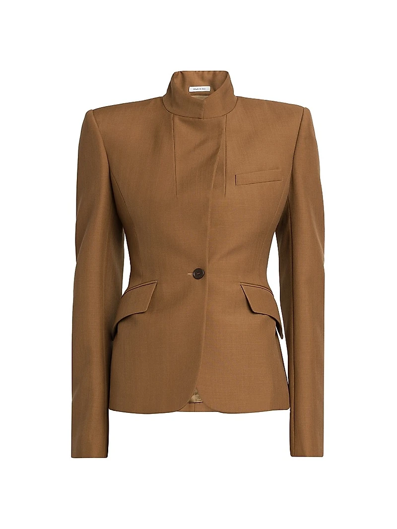 Stand Collar Wool-Mohair Jacket