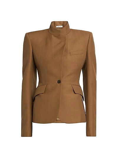 Stand Collar Wool-Mohair Jacket