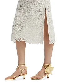 Lyla Soutache Floral Lace Cotton Midi-Skirt